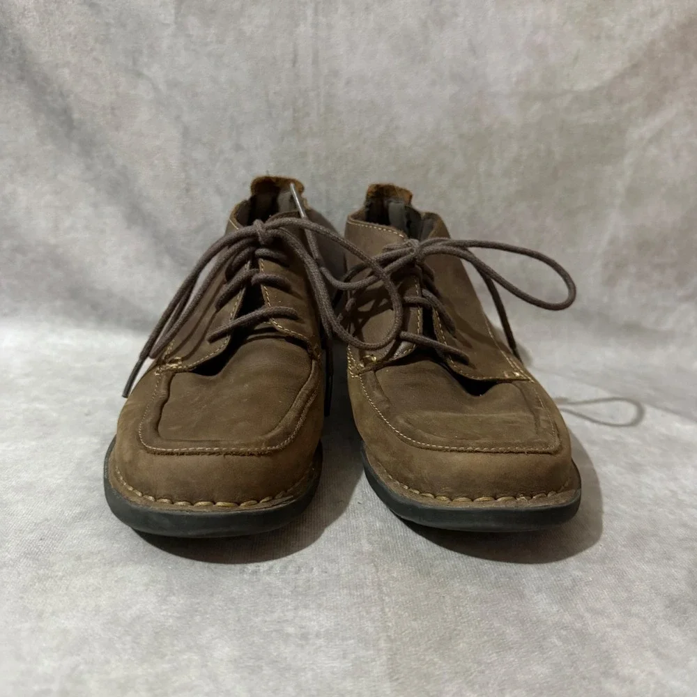 Clarks Chukka Boots Womens 6W Brown Good Leather Moc Toe Lace Up 260630044060
